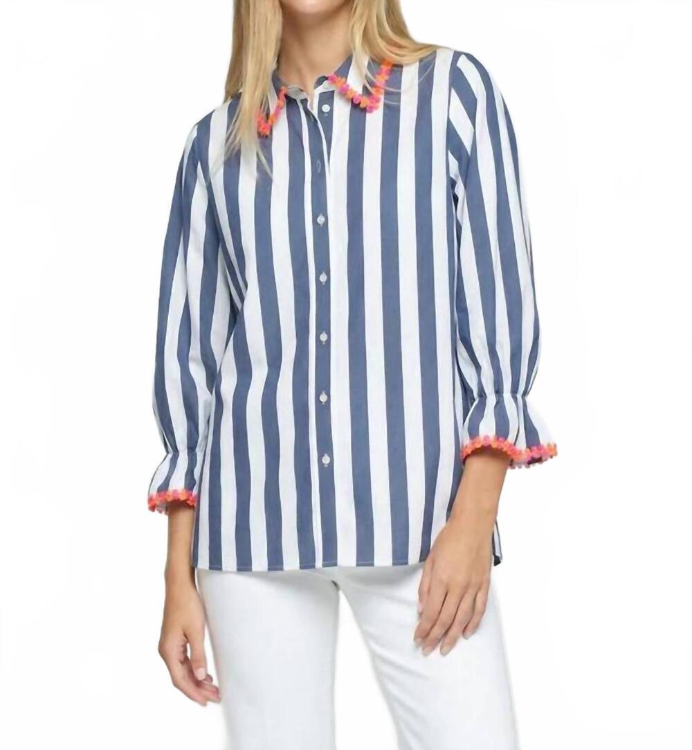 NEW VILAGALLO raya button down in navy floral trim